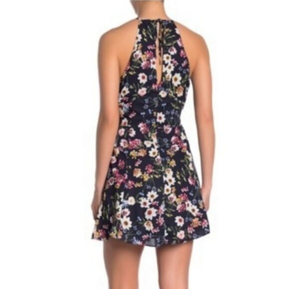 Parker Cosmic Daisy Navy Floral Halter Neck Fit & Flare Mini Dress Size M - Picture 4 of 14